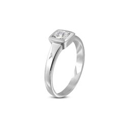 Stainless Steel Band with Bezel-set Square Cubic Zirconia